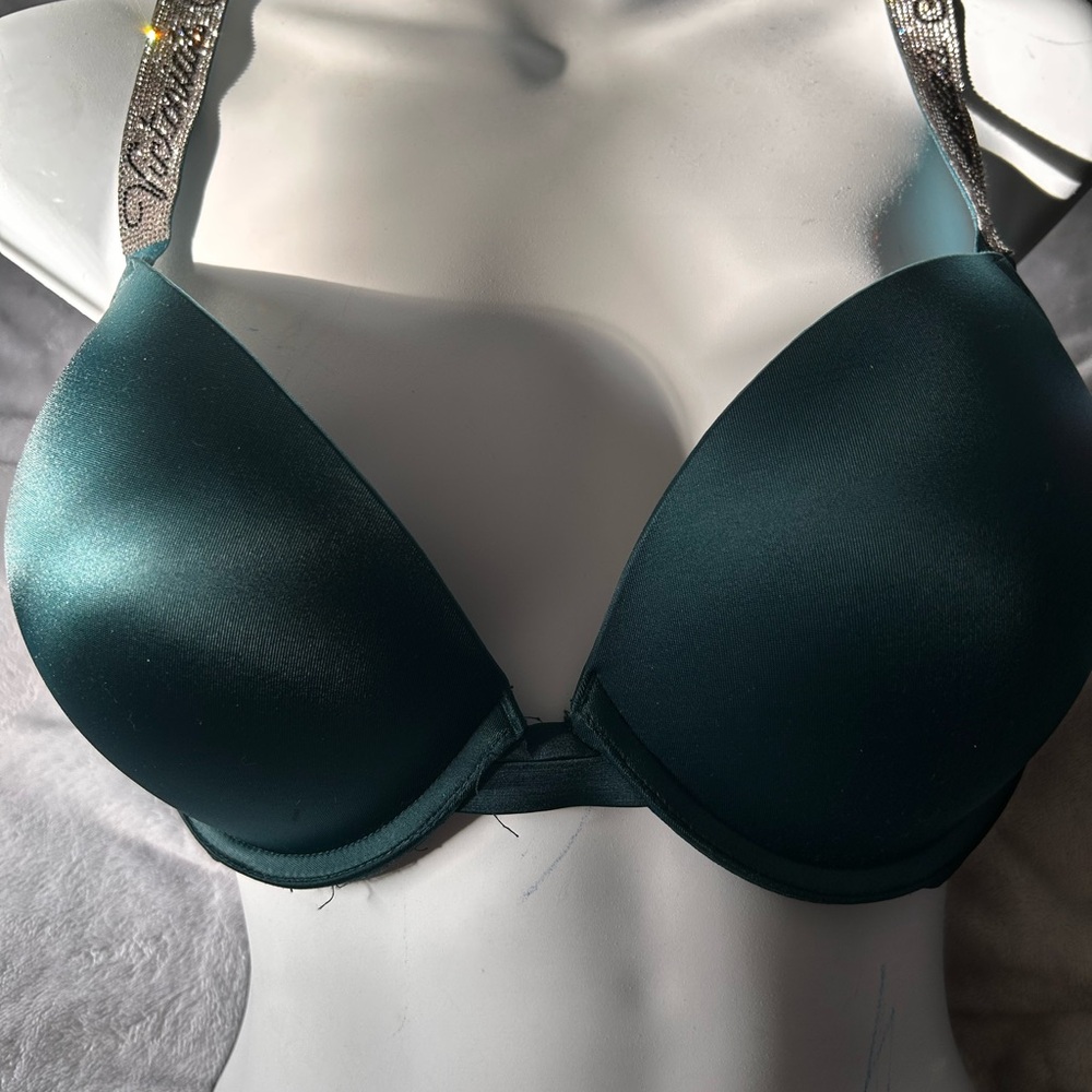 Victoria's Secret push-up  Teal Bra with Silver Straps